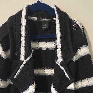 White House Black Market Black and White Striped Sweater